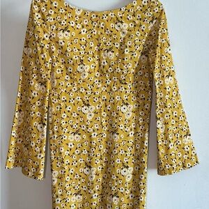 Floral Yellow Dress with Bell Sleeves